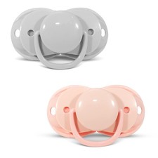 RaZbaby Keep-It-Kleen Baby Pacifier 2-Pack Closes When Dropped - Grey/Pink