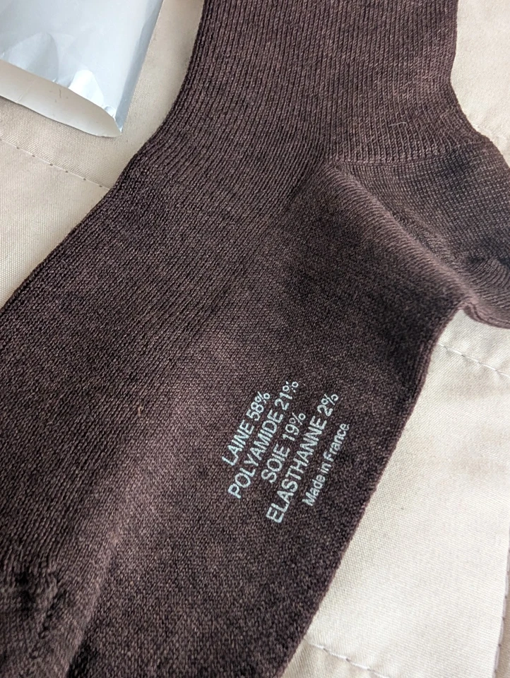 Medias cálidas CHRISTIAN DIOR vintage para mujer marrón lana seda talla 9,5 medianas 2 Foto 4 de 4