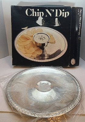 Leonard Towle Silver Co.Chip N'Dip Tray NO Sauce Bowl  12'' Vintage Original Box