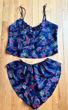 Vintage Victorias Secret Gold Label Cami Shorts Set Satiny Floral Size M