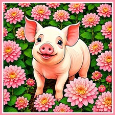 30 Custom Happy Garden Pig Personalized Address Labels