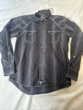Wrangler Rock 47 Shirt Men L Black Geometric Pearl Snap Western Cowboy Stitched