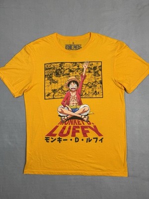 One Piece Monkey D Luffy Graphic T-Shirt Medium Yellow Ripple Junction Anime