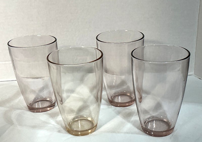 S/4 Bormioli Olio Rocco 16 oz. Tinted Lavender & Champagne Colored Tumblers