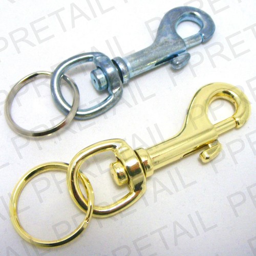 NICKEL/BRASS HIPSTER CLASP CLIP & SPLIT RING Silver Jailers Belt Key