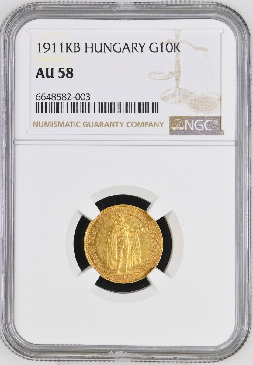 ハンガリー　10コロナ金貨1911年鑑定済 1911, Hungary, Franz Josef I. Beautiful Gold 10 Korona Coin