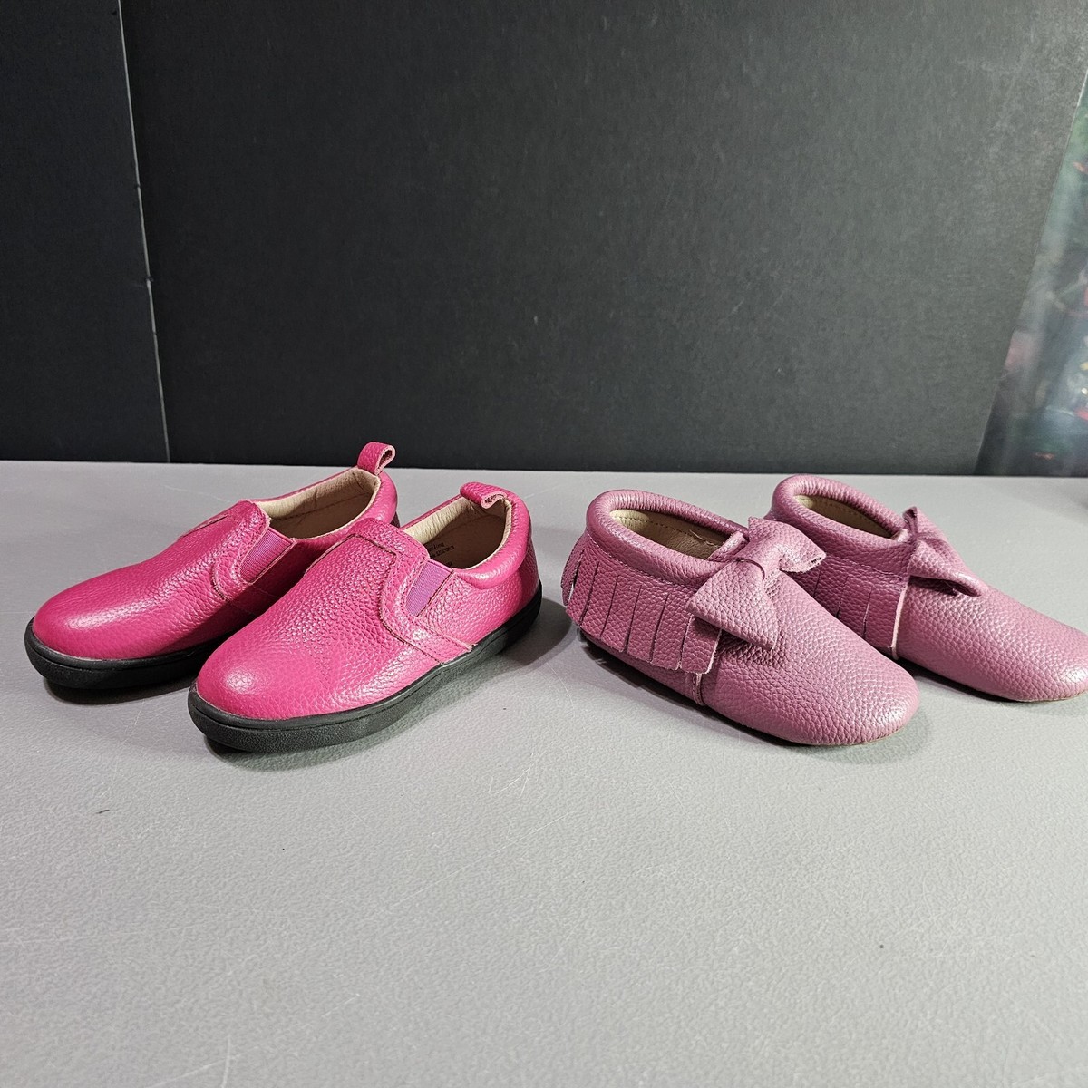 Monkey Feet 🐒 2 Pairs Of 💓Pink Shoes ♡Moccasins W/ Bow 18
