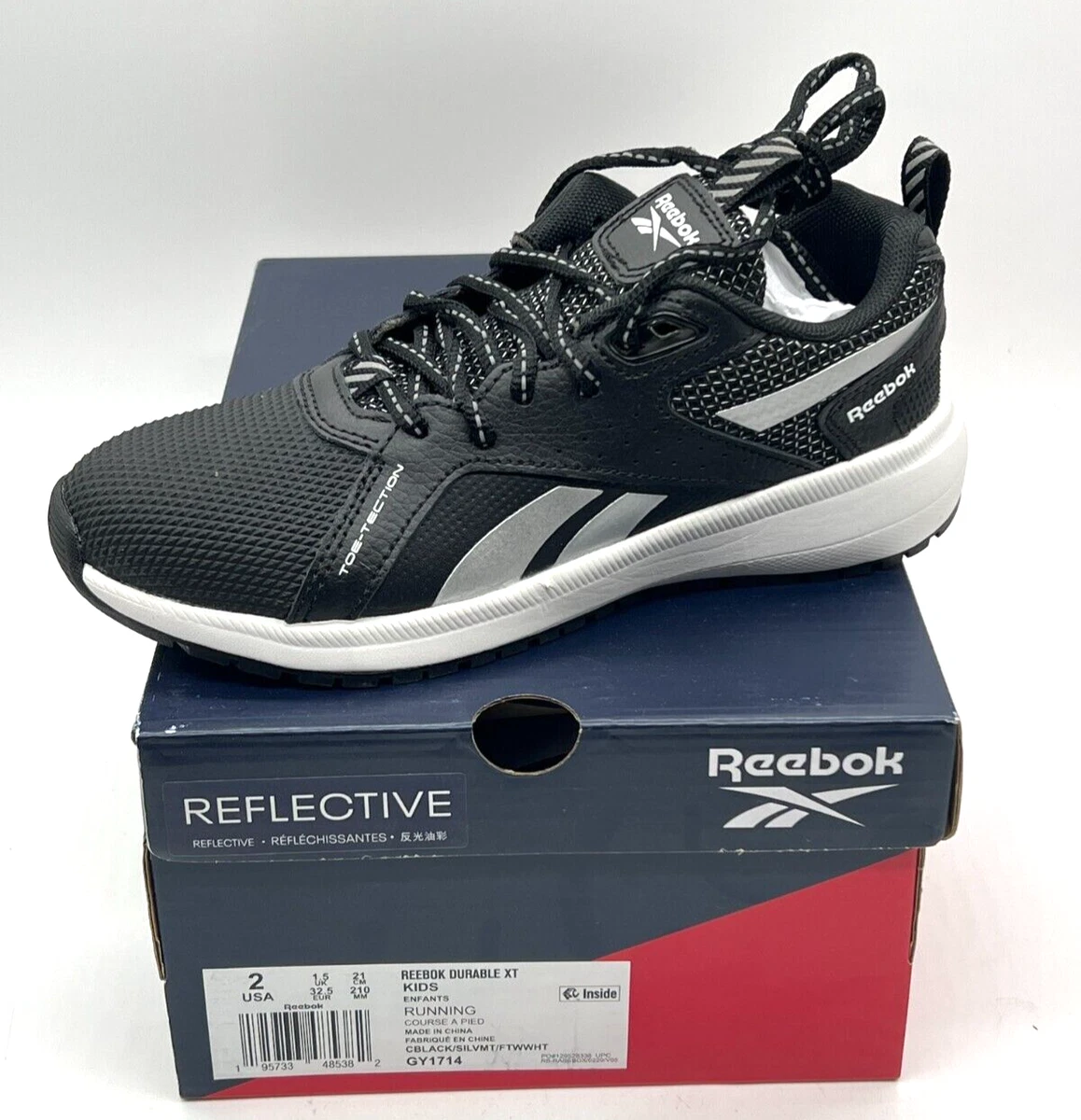 Reebok Reflective XT Kids Running Shoes US Size 2 - NEW |