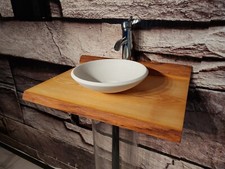Esche CORIAN Waschtisch  Massivholz  Holz  Baumkante Gäste WC Bad Waschbecken