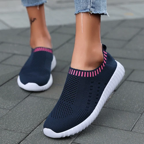 Women Fitness Walking Shoes Ladies Slip On Trainer Flat Casual Gym Sock SneakerT - Picture 17 of 24