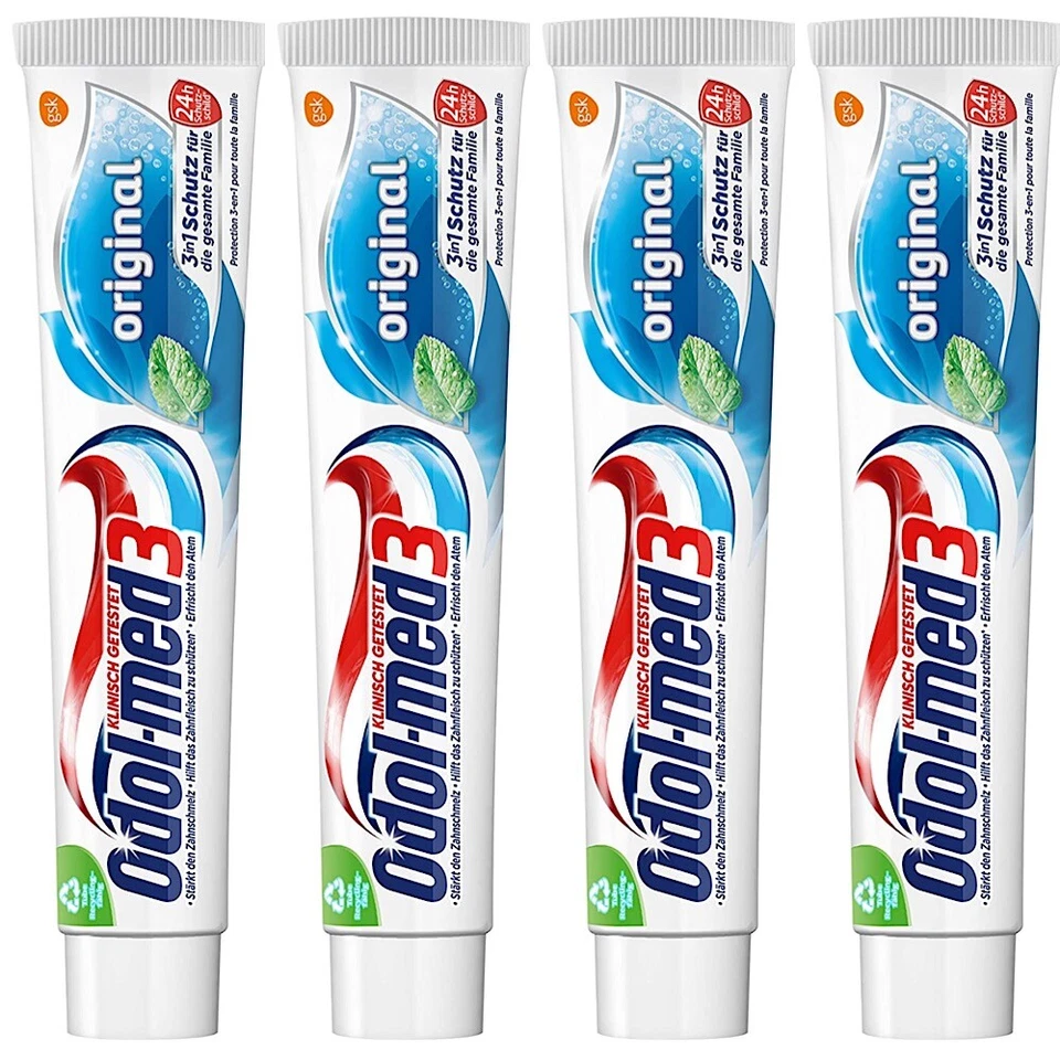 ✅ ODOL-MED3 XXL-Pack Zahnpasta Original Zahncreme Mit 3-Fach-Prophylaxe 4x75ML ✅