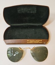 Vintage 1950's Polaroid Clip On Sunglasses AMBER Cats Eye Lenses With Case NICE