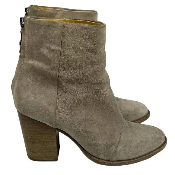 Rag & Bone Boots Ashby Suede Ankle Size 37 1/2 US 7.5 Leather Back Zipper Stone - Image 3 of 4