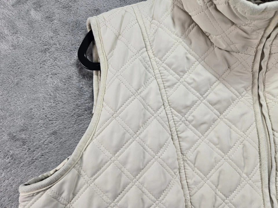 Chaleco impermeable para mujer XL beige tostado acolchado forrado de piel sintética bolsillos con cremallera acogedor Foto 3 de 4