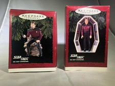 Star Trek Next Generation 2 Hallmark Ornament Commander Riker Captain Picard