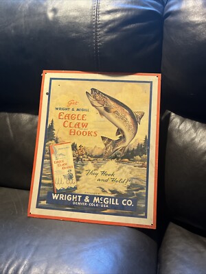 Vintage Wright & McGill Eagle Claw Hook Poster | eBay