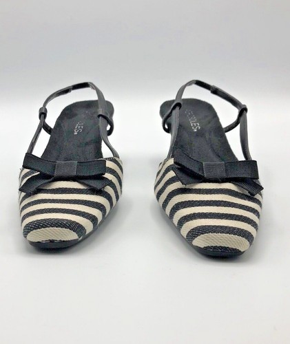 Aerosoles Cheer Up Women Black White Stripe Slingback Heel Shoe US 6M Pre Owned - Picture 5 of 12