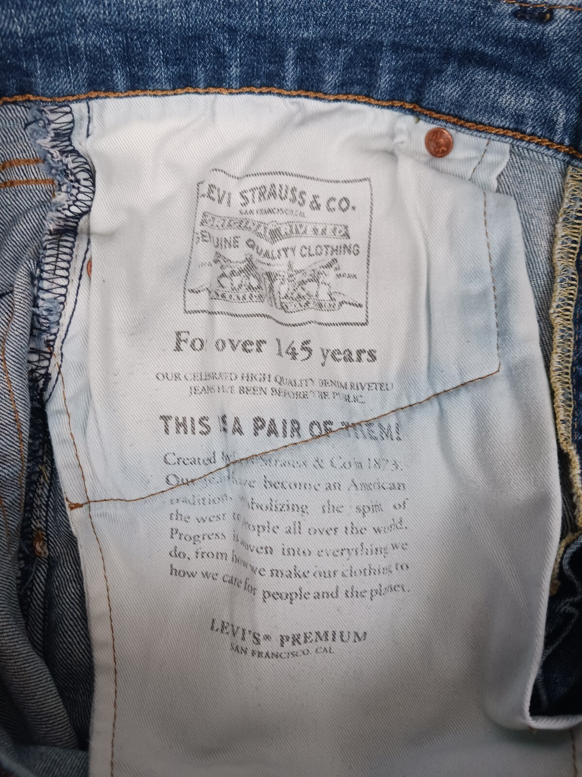 Levi's Premium 514 Big E Leather Patch Waterless … - image 14