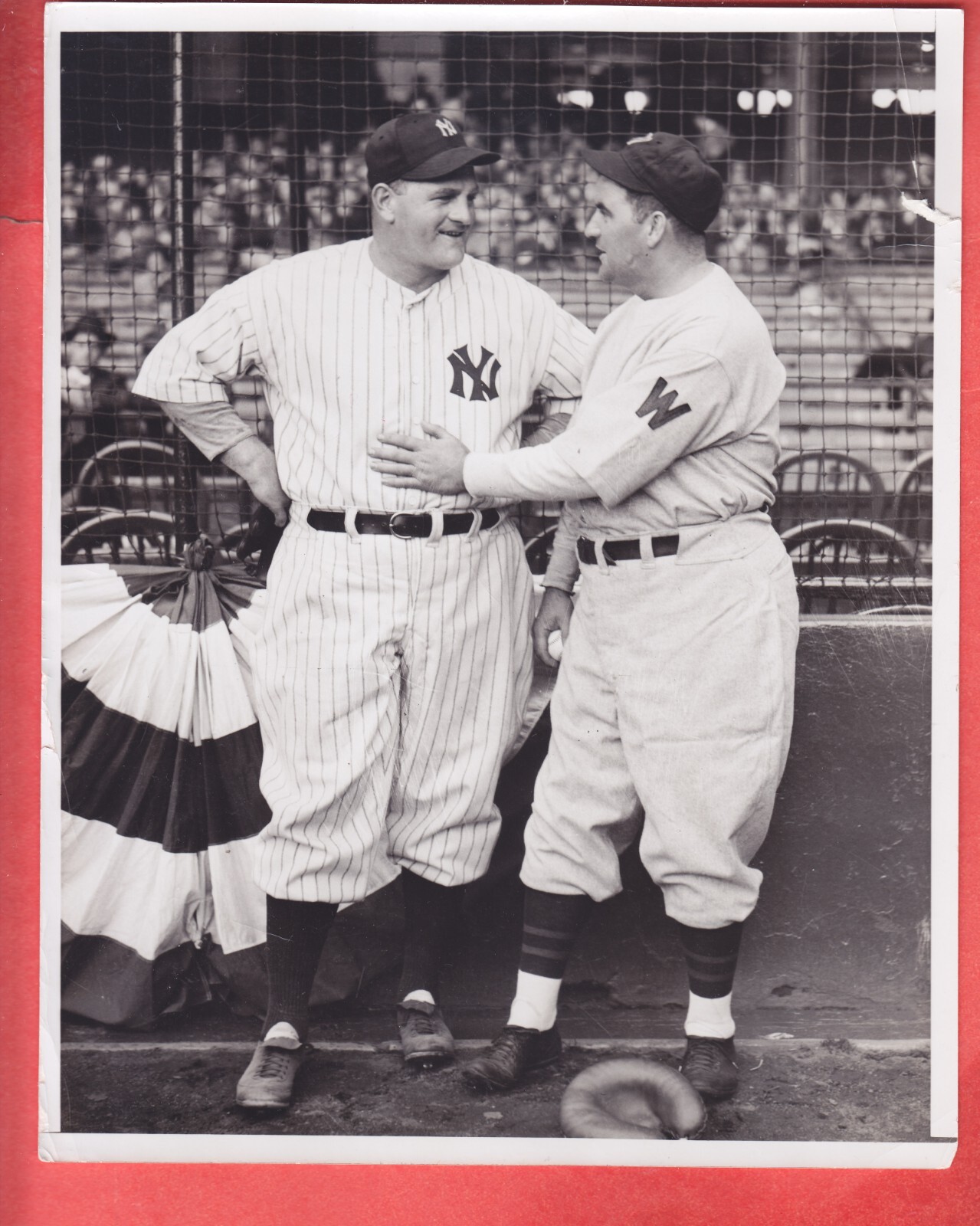 1937   NATS   SHANTY HOGAN   +   YANKS   JUMBO  BROWN    7 X 9   TYPE 1   GLOSSY