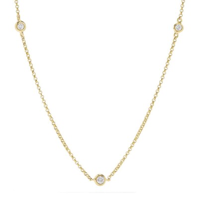 Effy NYC 14K Gelbgold Kette Diamant Bahnhof Halskette 24'' Matinee Länge $ 3400