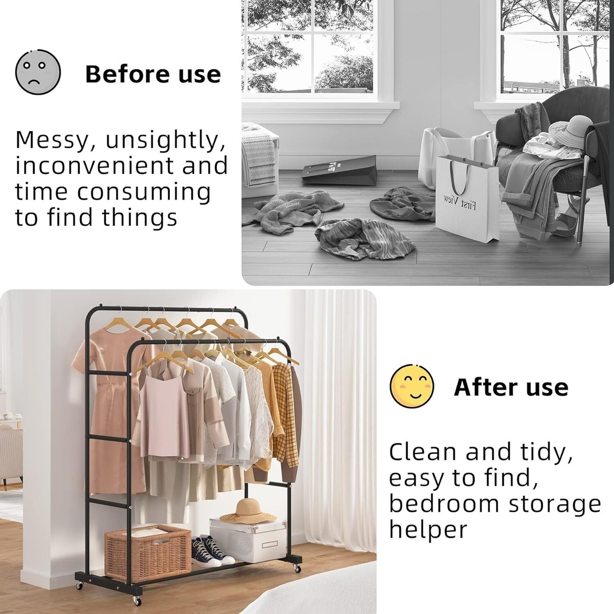 Clothes Rail Amazon Basics Perchero De Ropa De Doble Barra Con