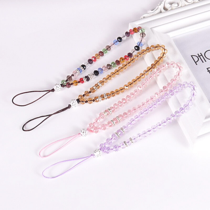 Charm Mobile Phone Cord Chain Crystal Beads Holder Lanyard
