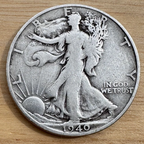 1940-S Walking Liberty Half Dollar, 90% Silver Coin, Fine