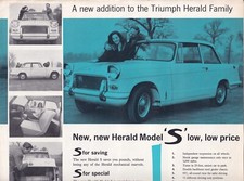 TRIUMPH HERALD MODEL "S" DOUBLE SIDED LEAFLET, REF NO. 332/261/25M.