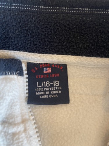 Vintage US Polo Assn Fleecepullover Sweatshirt Größe Large 16-18 Herren Sm? weiß blau - Bild 3 von 9
