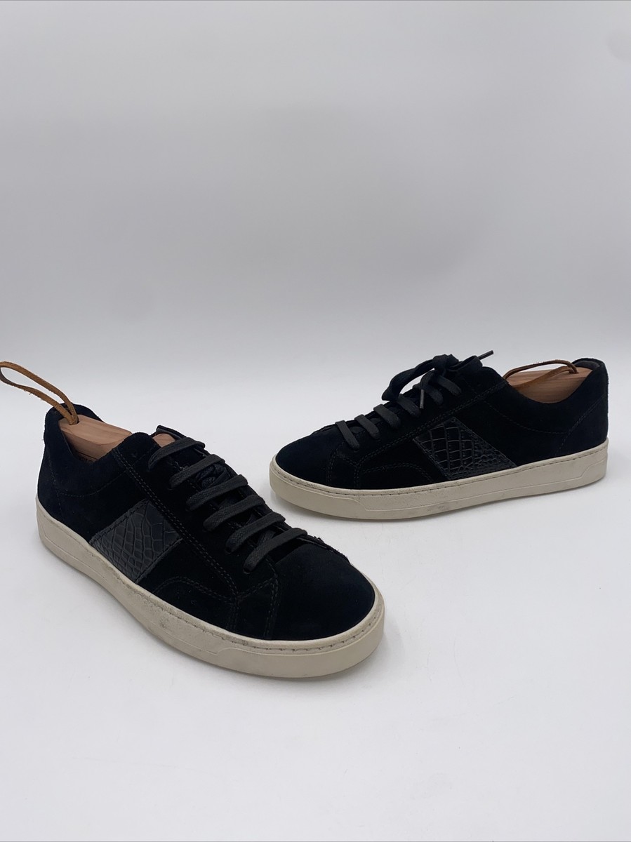 Bruno Magli JUSTICE Black Suede Leather Lace Up Low Top Sneakers