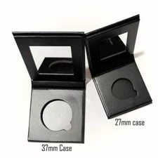 Reusable Paper Compacts 37mm 27mm Matte Black Eye Shadow Blush Containers Empty