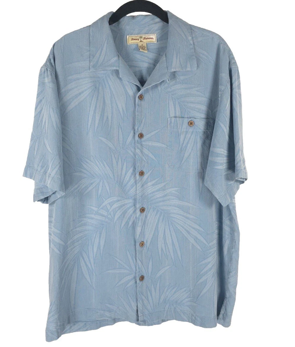 Tommy Bahama SILK Blend Men’s PALM FERN Button up Shirt Textured MEDIUM