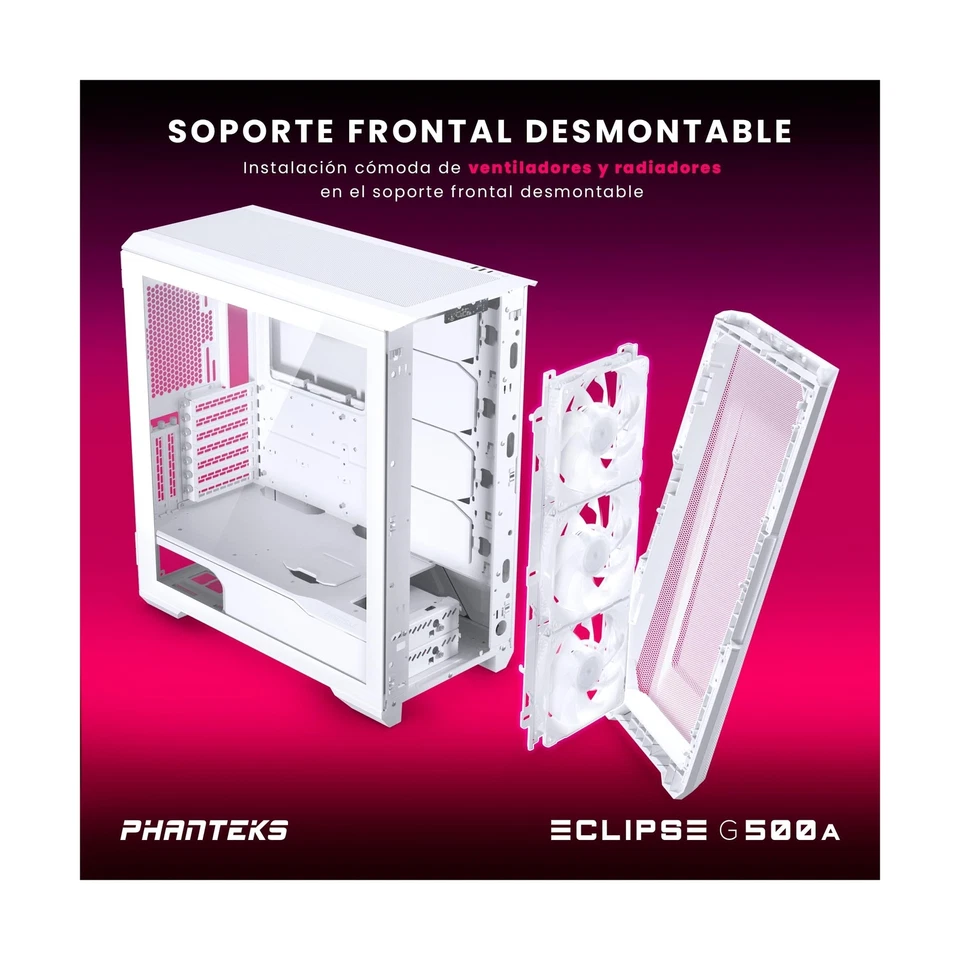 Phanteks Eclipse G500A Mid Tower Case, DRGB, Matte White - Image 3 of 4