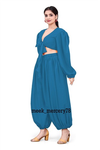 Chiffon Harem Pant + Ruffle Top Set Belly Dance Women Wear Costumes 30 Color C70 - Picture 155 of 184