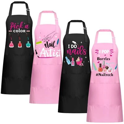 MEPASE 4 Pcs Nail Tech Aprons with Pockets for Women Funny Nail Technician Gifts Adj...