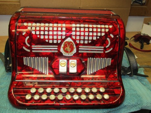 Vintage Paolo Soprani Button Accordion , VERY NICE, PLAYS, HOLDS AIR