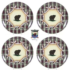 Vintage Dept 56 GRIZZLY BEAR PARK 10.25" Dinner Plate Set 4 Porcelain Japan