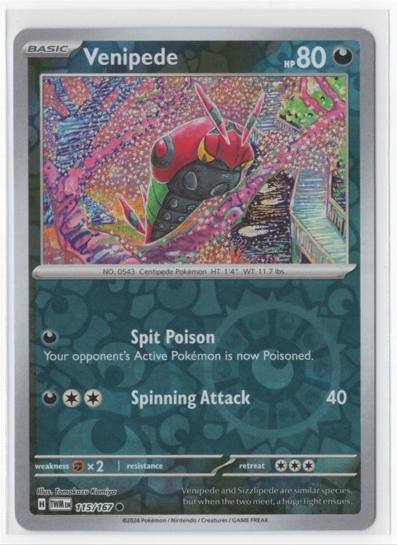 Pokemon Twilight Masquerade 115/167 Venipede Reverse Holo