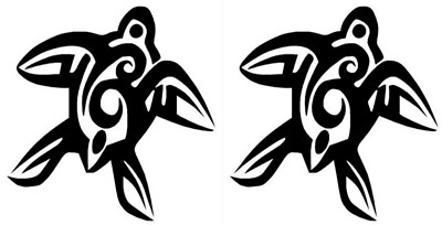Tribal Sea Turtle Hawaiian Two 4.5'' Black Vinyl Decals Graphic Car Truck Windows