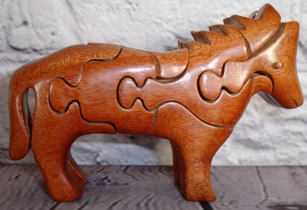 carved wood farm HORSE PUZZLE 3D handmade art Kids Learn Dexterity Motor Skills