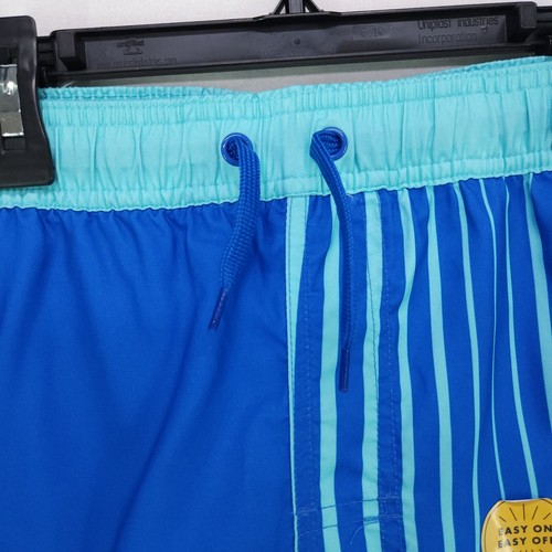 Cat & Jack Swim Trunks Boys Large 12 Husky Striped Blue Swimsuit UV 50+ Lining - Picture 12 of 15