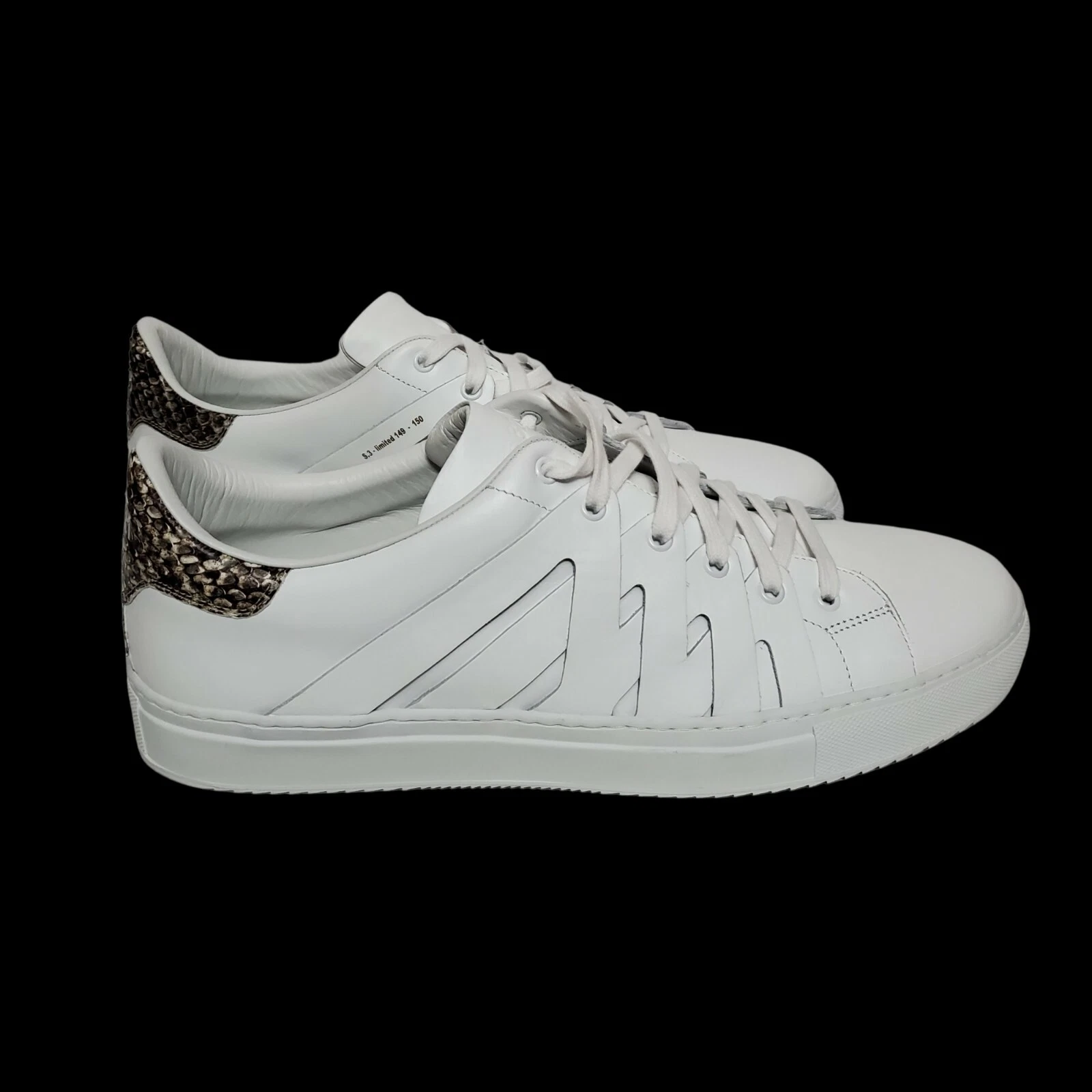 PS821 Mens White w/Gray Phyton Leather Alpha Italy Ltd Sneaker #149 Sz 13/47