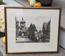 Heiner Kramer  - Signed 19th Century Etching, Plonlein, Rothenburg