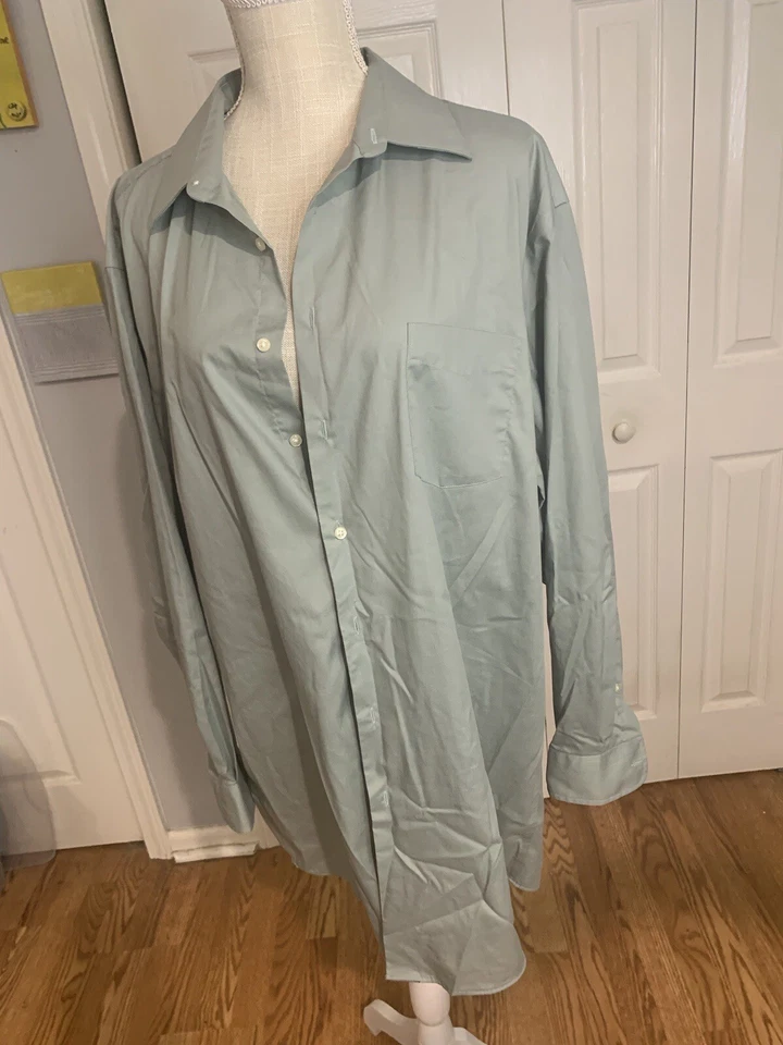Camisa de vestir Covington Easy Care para hombre verde espuma de mar manga larga bolsillo XL Foto 2 de 4