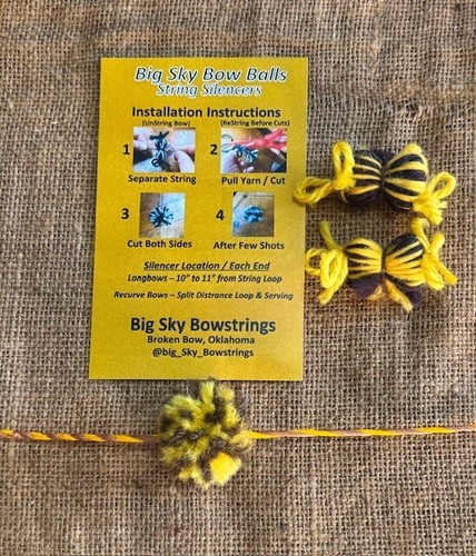 Bow String Silencers Yellow and Brown Longbow, Recurve Bow
