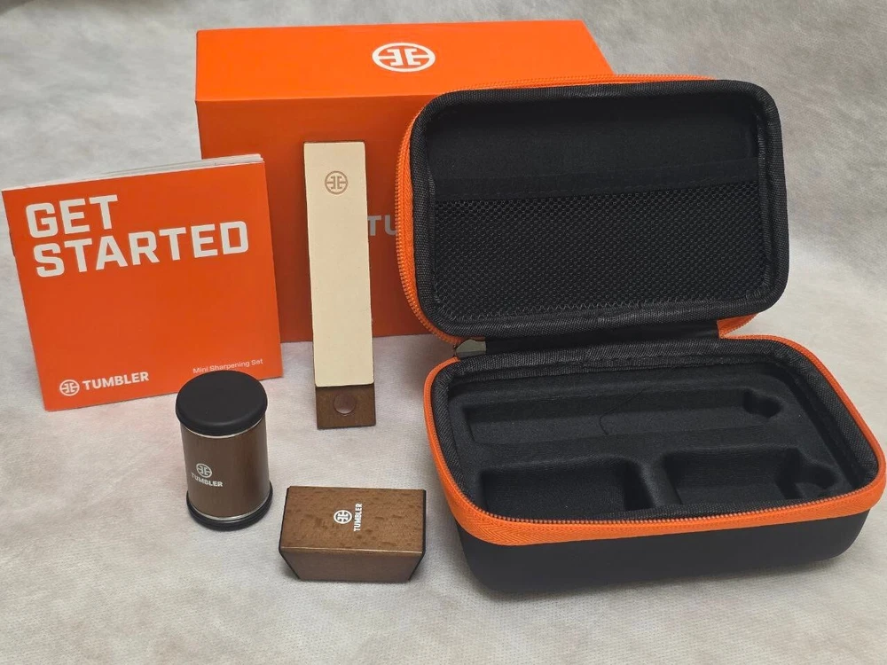 Mini Diamond Tumbler Set with Rolling Knife Sharpener for 20° & 25° Angles