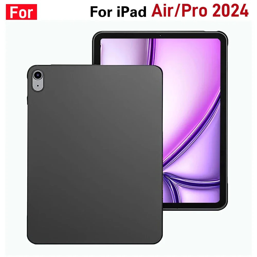 Tablet Case For iPad Air 13 Pro 11 2024 Flexible Soft TPU Black Shell Back Cover-image