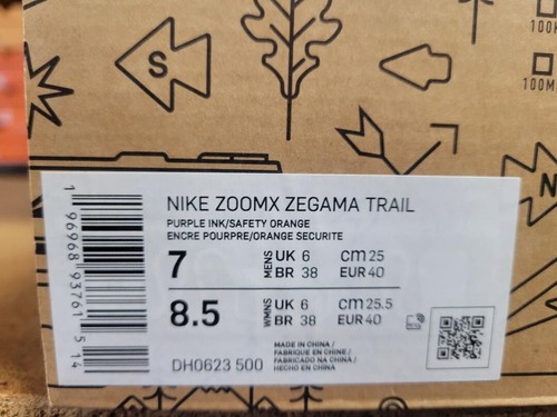 Nike ZoomX Zegama Trail Men Shoes Purple Ink Safety Orange DH0623-500 Size 7 - Picture 6 of 6