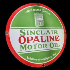 PORCELAIN SINCLAIR ENAMEL SIGN 30X30 INCHES DOUBLE SIDED