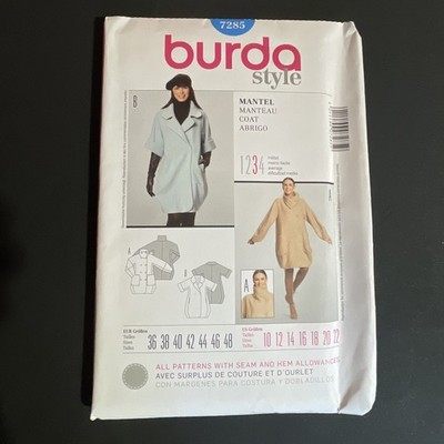 New Unused  Coat Pattern Burda Style  7285    Sizes 10, 12, 14, 16, 18, 20,22